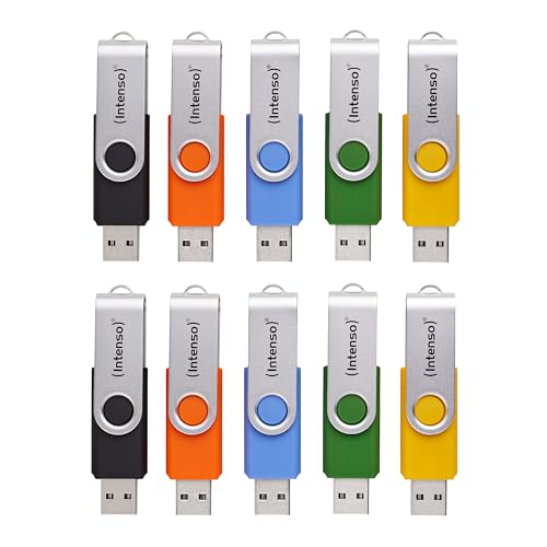 Intenso Basic Line 10x 4 GB USB-Sticks USB 2.0 mit praktischen Beschriftungsetiketten, Gelb, Grün, Schwarz, Blau + Orange, mit silbernem Metallbügel, 10er Pack Intenso Basic Line 10x 4 GB USB-Sticks USB 2.0 mit praktischen Beschriftungsetiketten, Gelb, Grün, Schwarz, Blau + Orange, mit silbernem Metallbügel, 10er Pack von Intenso