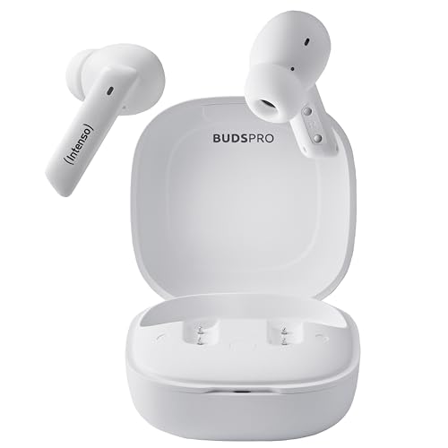 Intenso Buds Pro - TWS True Wireless Kopfhörer T512HAE mit Hybrid ANC, ENC, Bluetooth und bis zu 35 Std. Musikwiedergabe, Weiß Intenso Buds Pro - TWS True Wireless Kopfhörer T512HAE mit Hybrid ANC, ENC, Bluetooth und bis zu 35 Std. Musikwiedergabe, Weiß von Intenso