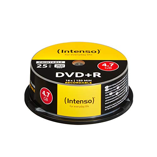 Intenso DVD+R 4,7 GB 16x DVD-Rohlinge bedruckbar kratzfest 25er Spindel von Intenso