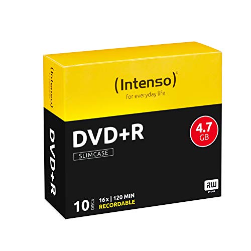 Intenso DVD+R Rohlinge 4,7GB 16x Speed, 10er Slim Case, 4111652, 10er Slimcase von Intenso