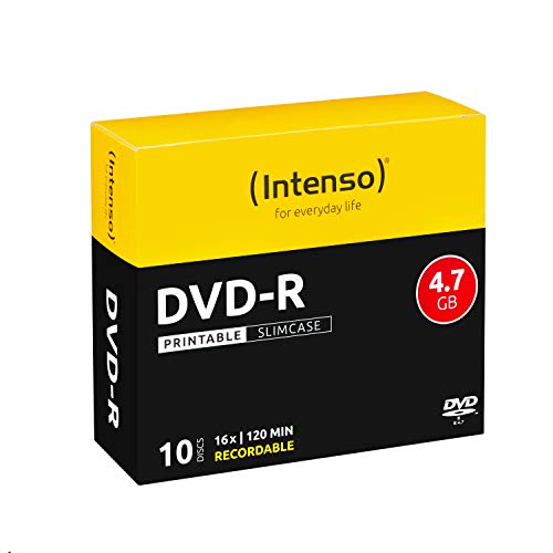 Intenso DVD-R Rohlinge, Printable, 4,7GB, 16x Speed, 10er Slim Case von Intenso
