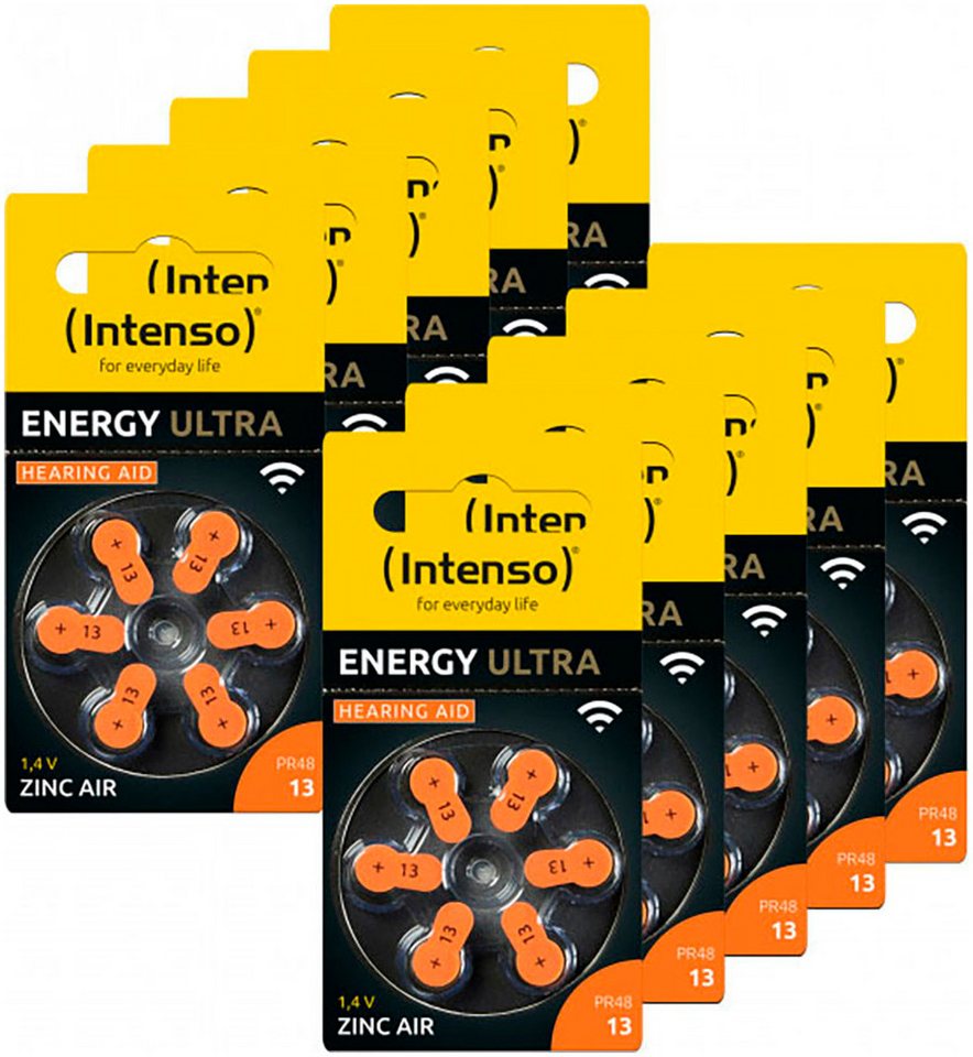 Intenso Energy Ultra Hörgeräte Batterie 60er Pack Batterie, PR48 (10 St) von Intenso