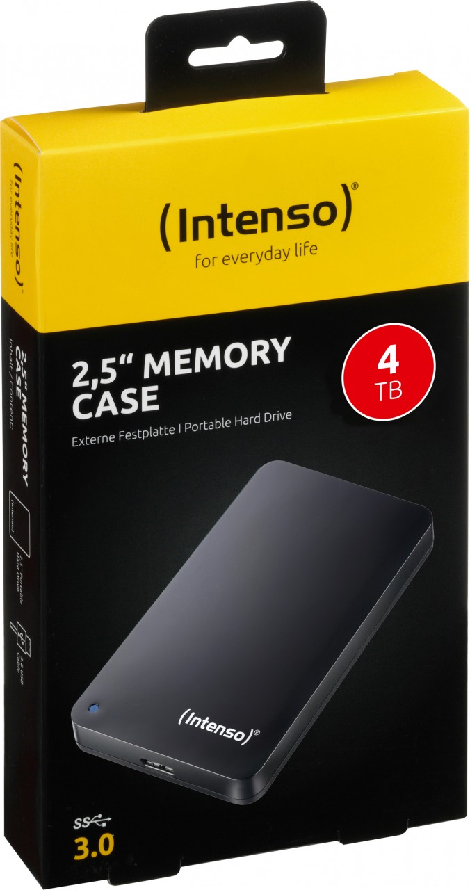 Intenso Festplatte 4TB, USB 3.0, 6.35cm (2.5''), schwarz Portable, Memory Case, Retail von Intenso