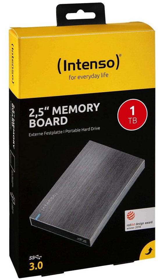 Intenso HDD externe Festplatte Memory Board 2,5 Zoll 1TB USB 3.0 anthrazit externe HDD-Festplatte von Intenso