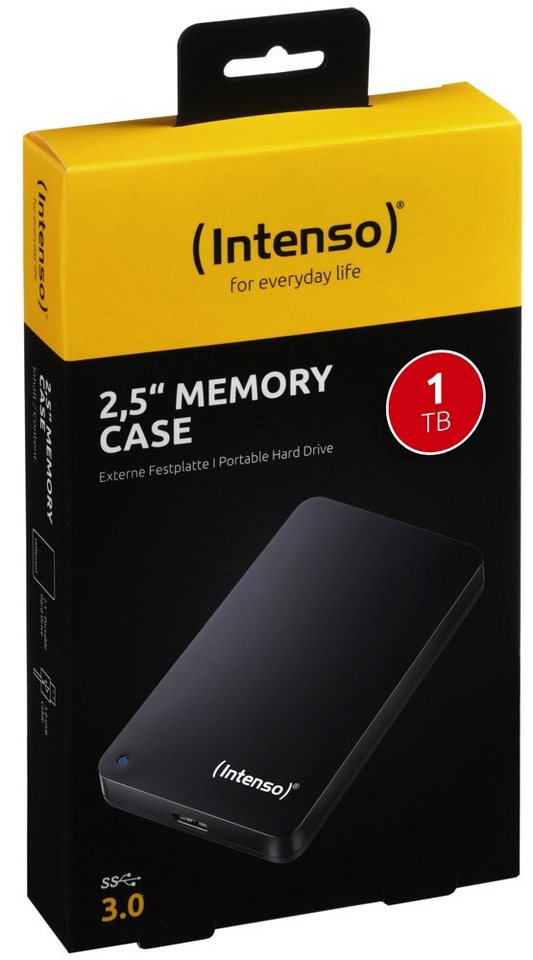 Intenso HDD externe Festplatte Memory Case 2,5 Zoll 1TB USB 3.0 schwarz externe HDD-Festplatte von Intenso