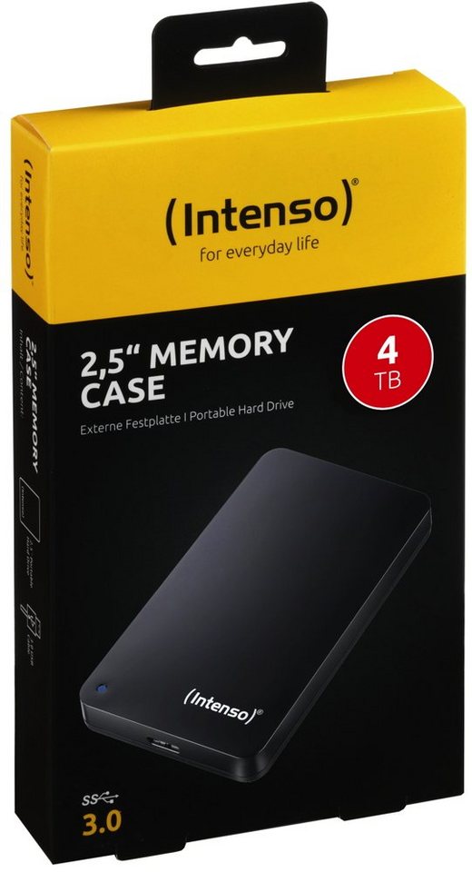 Intenso HDD externe Festplatte Memory Case 2,5 Zoll 4TB USB 3.0 schwarz externe HDD-Festplatte von Intenso