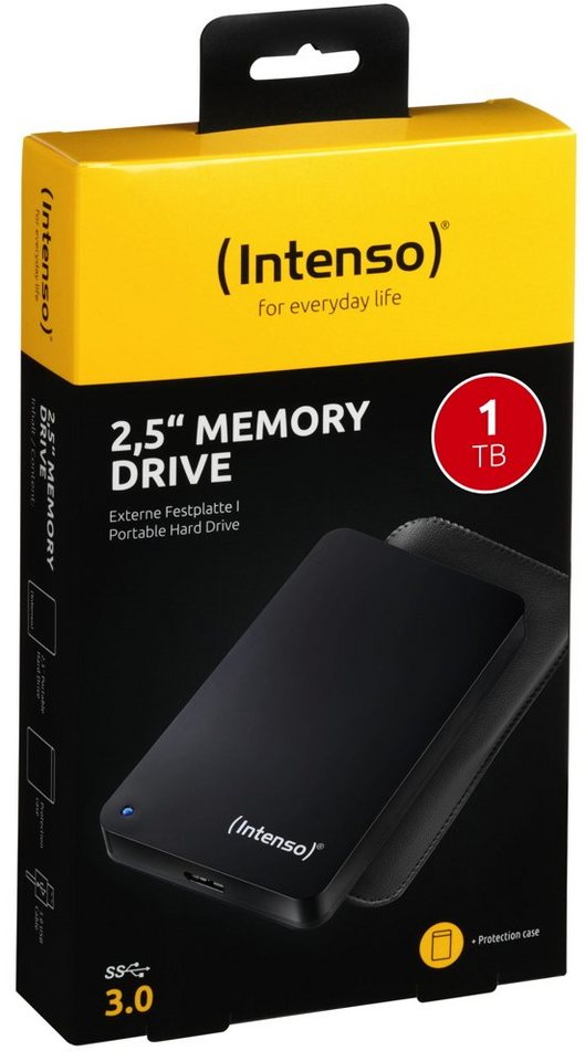 Intenso HDD externe Festplatte Memory Drive 2,5 Zoll 1TB USB 3.0 schwarz externe HDD-Festplatte von Intenso