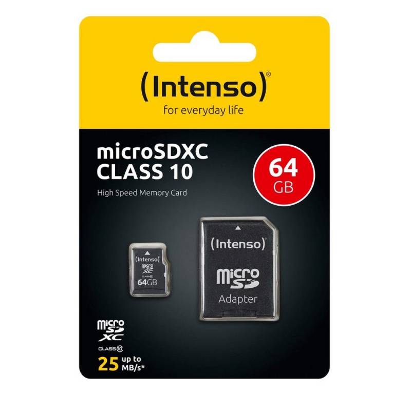 Intenso Intenso Micro SDXC Karte 64GB Speicherkarte Class 10 Speicherkarte von Intenso
