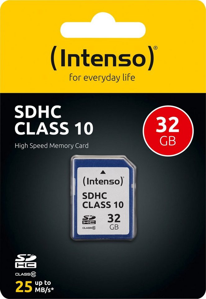 Intenso Intenso SDHC-Card 32GB, Class 10 (R) 25MB/s, (W) 10MB/s, Retail-Blist Speicherkarte von Intenso