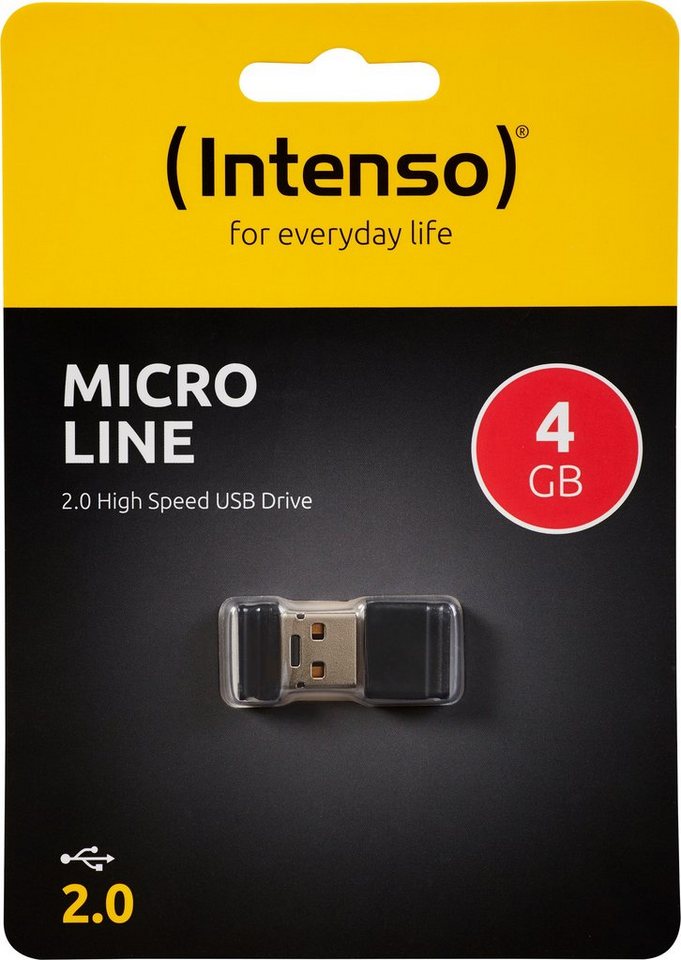 Intenso Intenso USB 2.0 Stick 4GB, Micro Line, schwarz (R) 16.5MB/s, (W) 6.5M USB-Stick von Intenso