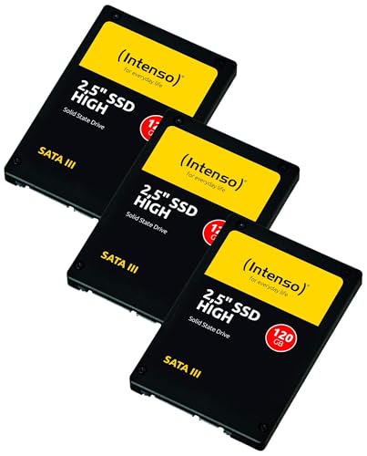 Intenso Interne 2,5" SSD SATA III High, 120 GB, 520 MB/Sekunden, Schwarz (Packung mit 3) von Intenso