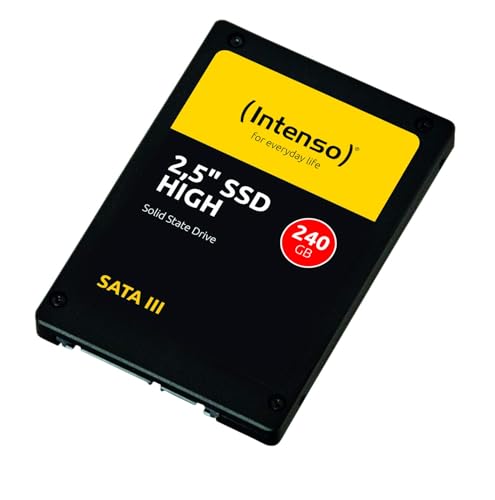 Intenso Interne 2,5" SSD SATA III High, 240 GB, 520 MB/Sekunden, Schwarz, Festkörper-Laufwerk von Intenso