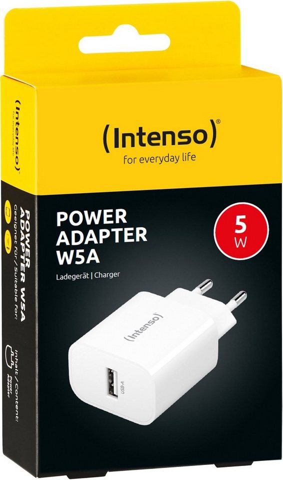 Intenso Ladegerät Power Adapter 5 Watt W5A 1x USB-A für 1 Gerät weiß USB-Ladegerät von Intenso