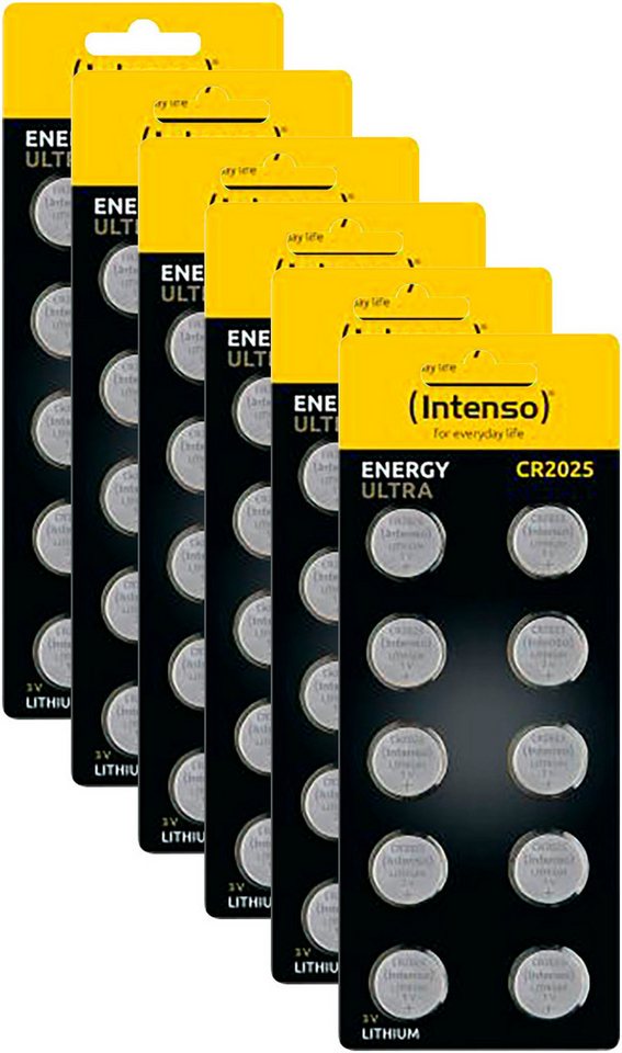 Intenso Lithium-Knopfzellen-Set CR2025, 60er-Set Knopfzelle, (6 St) von Intenso