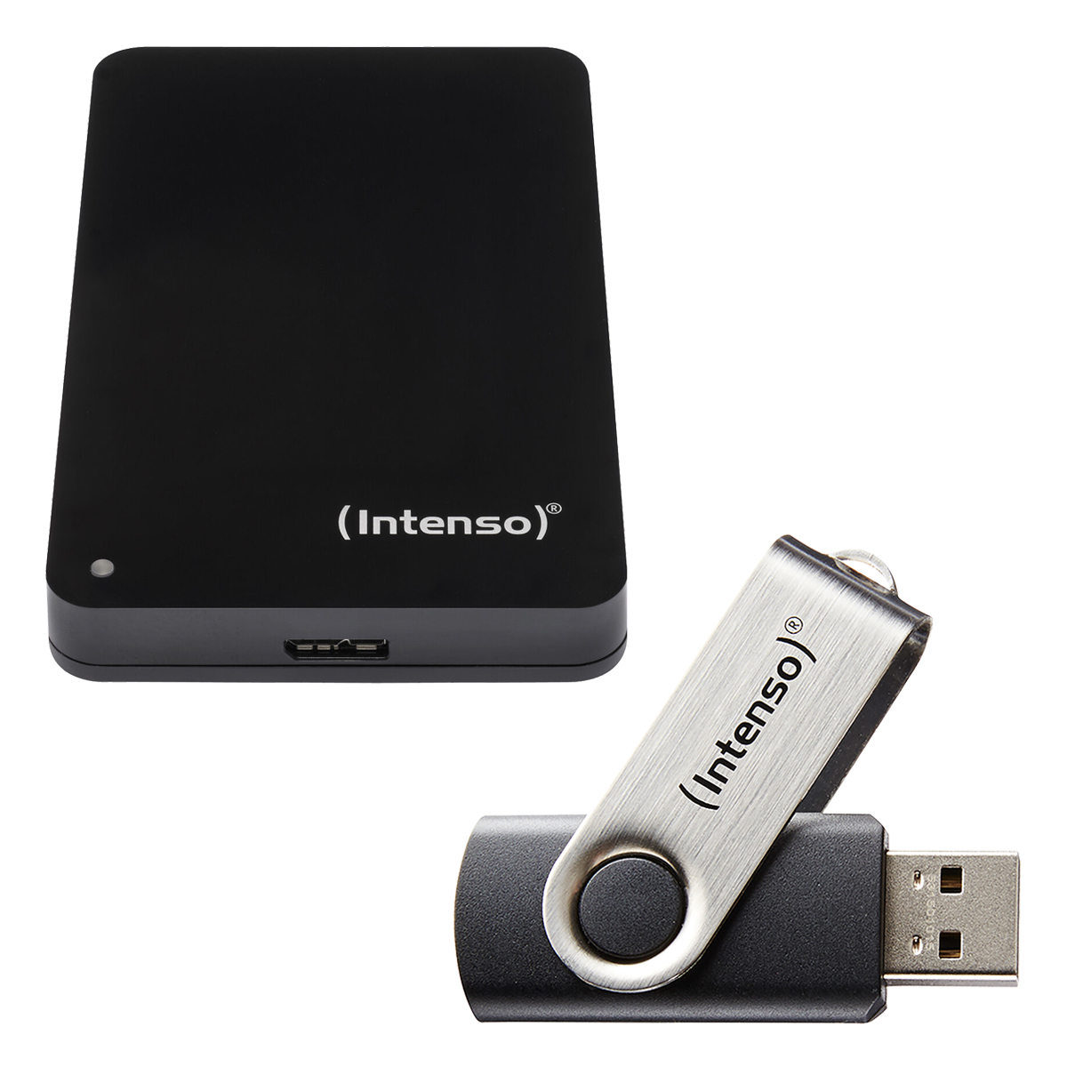 Intenso Memory Case 2TB Schwarz inkl. Intenso Basic Line 8GB Bundle mit Externer Festplatte und USB-Stick von Intenso