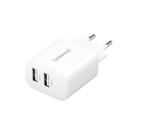 Intenso Power Adapter W24AA, USB-A Ladegerät mit 2 USB-A Anschlüssen, 24 Watt, weiß von Intenso