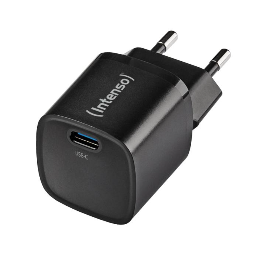 Intenso Power Adapter W30C GaN, Schwarz UBS-C-Ladeadapter mit 30 Watt Ladeleistung, Leichtes und handliches Design von Intenso