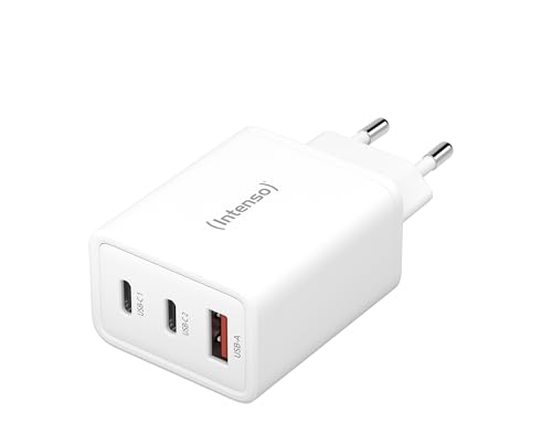 Intenso Power Adapter W65ACC, USB Netzteil mit 1 USB-A und 2 USB-C Anschlüssen, energie sparender GaN-Technologie und 65 Watt, weiß von Intenso