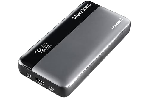 Intenso Powerbank HE25000, externer Akku mit Power Delivery (140W) & USB-C zu USB-C Ladekabel, 25000mAh, Grau-Schwarz von Intenso