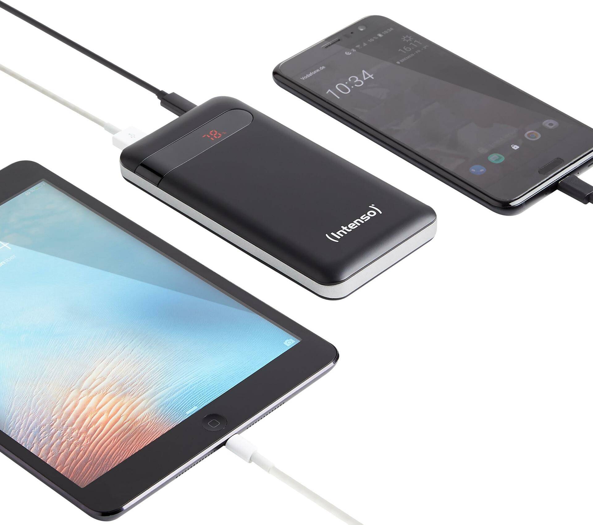 Intenso Powerbank PD10000 - Powerbank - 10000 mAh - 3 A - Quick Charge 3.0 (USB-C) - auf Kabel: USB-C - Schwarz (7332330) von Intenso