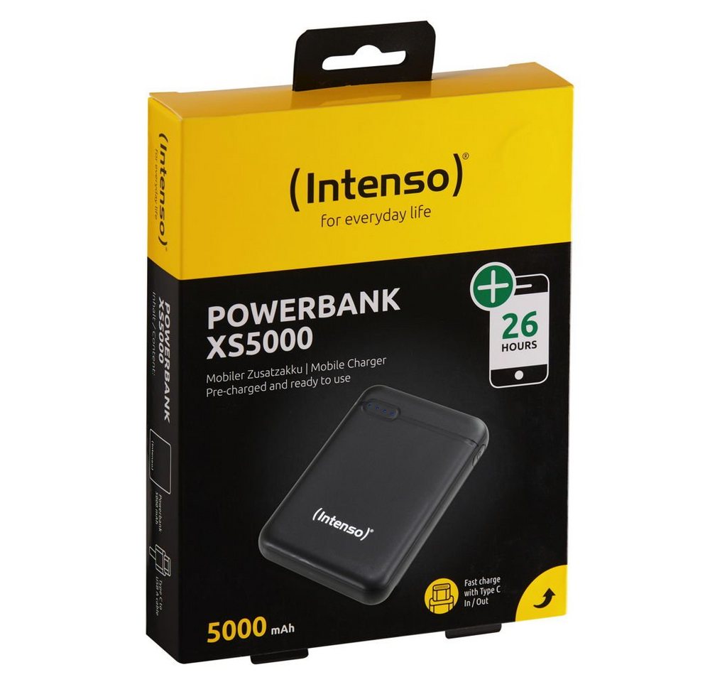 Intenso Powerbank mobile Slim XS 5000 mAh Typ A / C USB OUT schwarz Powerbank von Intenso