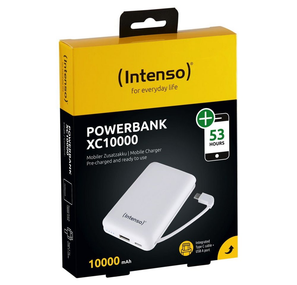 Intenso Powerbank mobile XC 10000 mAh Ladegerät USB Typ C 2x USB OUT weiß Powerbank von Intenso