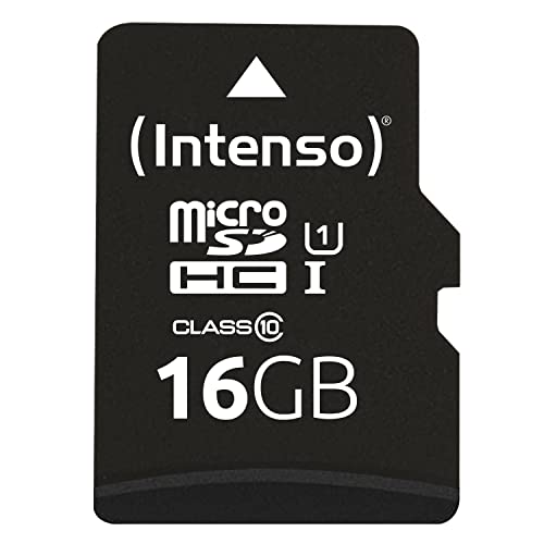Intenso Premium microSDHC 16GB Class 10 UHS-I Speicherkarte inkl. SD-Adapter (bis zu 90 MB/s) schwarz von Intenso