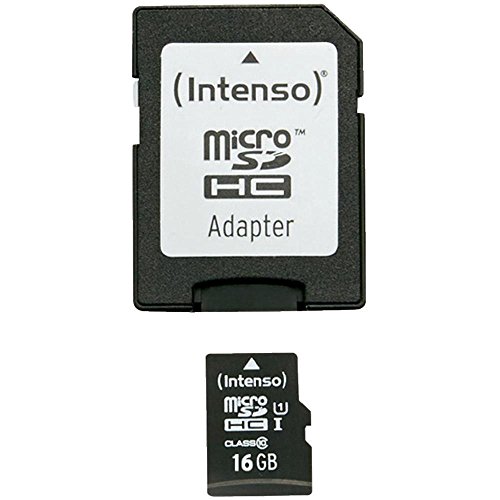 Intenso Premium microSDHC 16GB Class 10 UHS-I Speicherkarte inkl. SD-Adapter (bis zu 90 MB/s) schwarz von Intenso