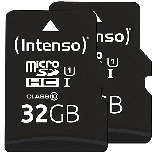 Intenso Premium microSDHC 2x32GB, Class 10 UHS-I Speicherkarte inkl. SD-Adapter (bis zu 90 MB/s) schwarz von Intenso