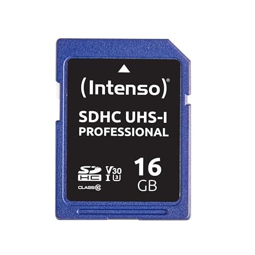 Intenso Professional SDHC UHS-I Class 10, U3, V30 16GB Speicherkarte (bis zu 100 MB/s) blau von Intenso