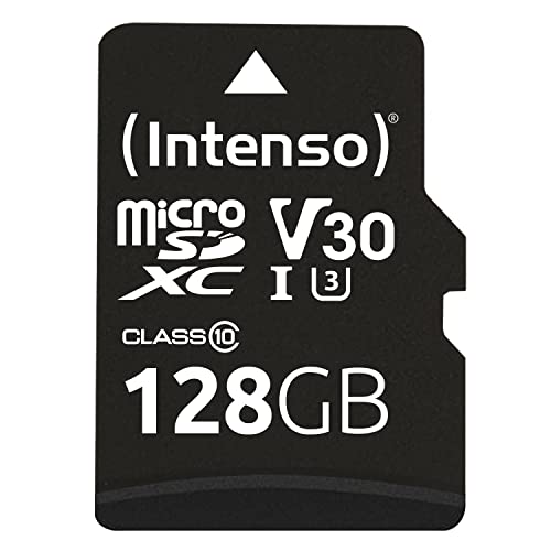 Intenso Professional microSDXC 128GB Class 10 UHS-I, U3, V30 Speicherkarte inkl. SD-Adapter (bis zu 100 MB/s), schwarz von Intenso