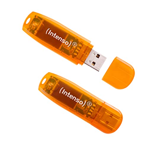 Intenso Rainbow Line 2x 64GB USB-Stick, USB 2.0 Doppelpack in Orange von Intenso