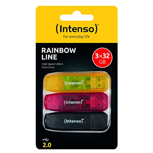Intenso Rainbow Line 3x32 GB USB-Stick USB 2.0, gelb, rot und schwarz von Intenso