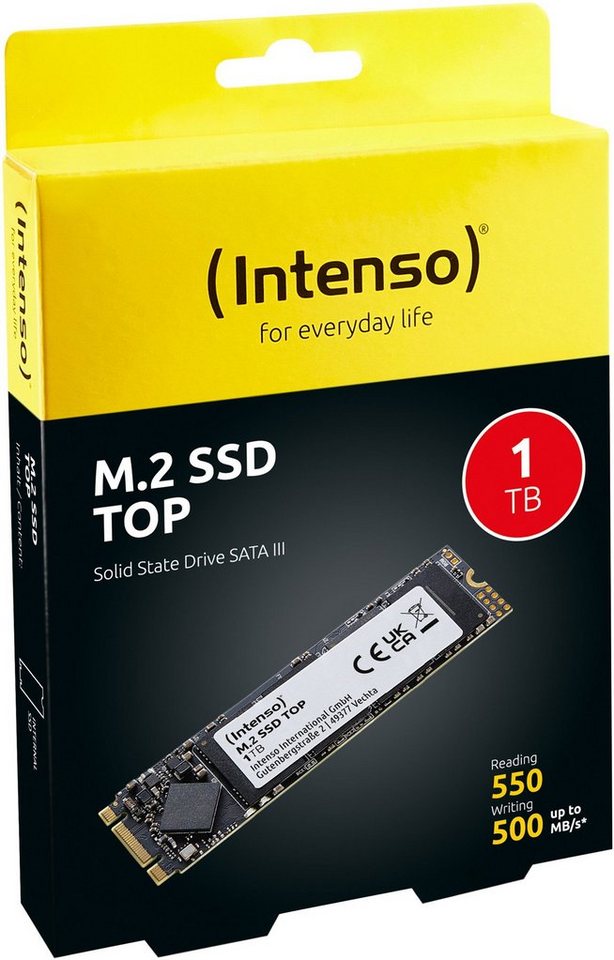Intenso SSD M.2 2280 interne Festplatte Top Performance 3D Nand 1TB SSD-Festplatte von Intenso