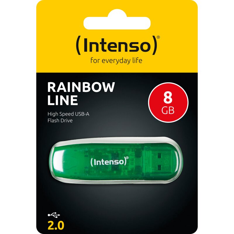 Intenso USB 2.0 Stick 8GB, Rainbow Line, grün von Intenso