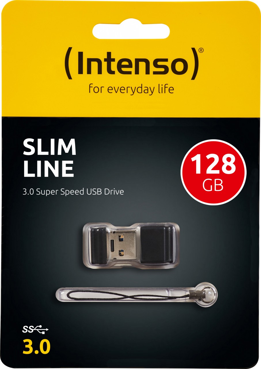 Intenso USB 3.0 Stick 128GB, Slim Line, schwarz Typ-A, (R) 100MB/s, Retail-Blister von Intenso