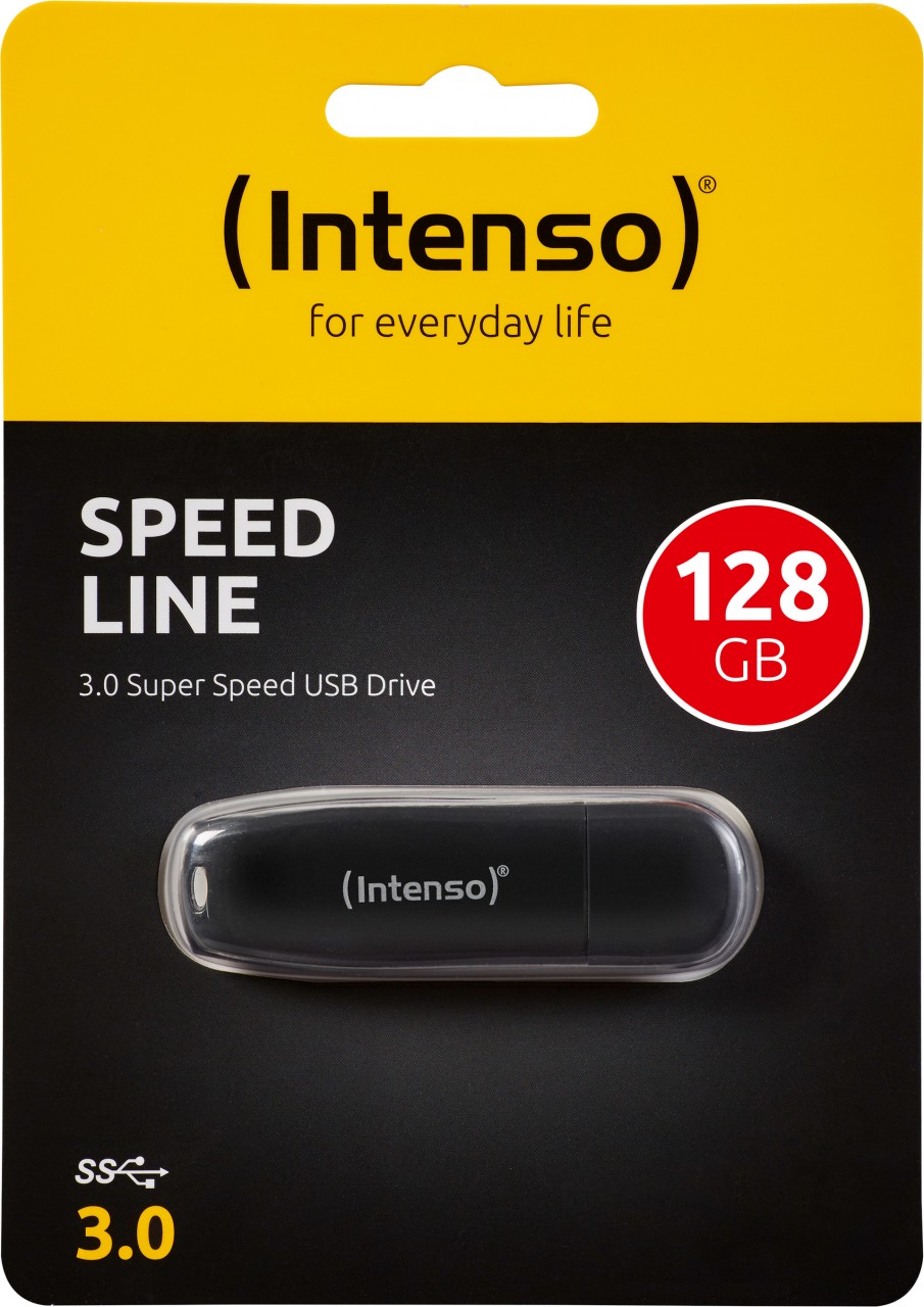 Intenso USB 3.0 Stick 128GB, Speed Line, schwarz Typ-A, (R) 70MB/s, Retail-Blister von Intenso