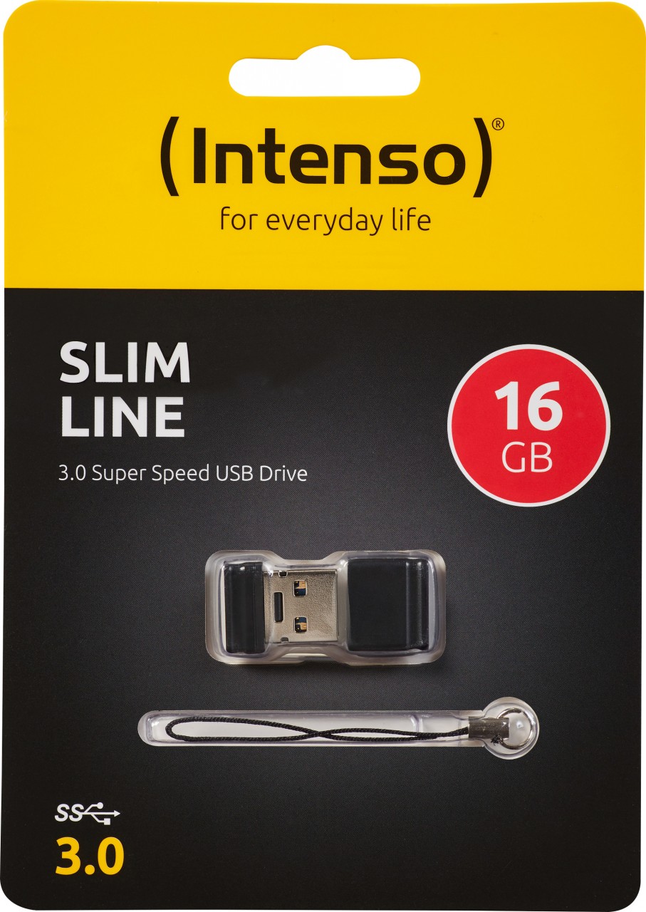 Intenso USB 3.0 Stick 16GB, Slim Line, schwarz Typ-A, (R) 100MB/s, Retail-Blister von Intenso