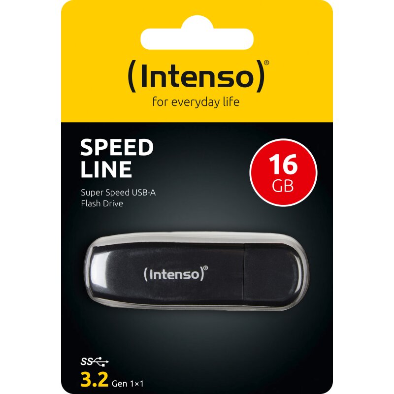 Intenso USB 3.2 Stick 16GB, Speed Line, schwarz von Intenso