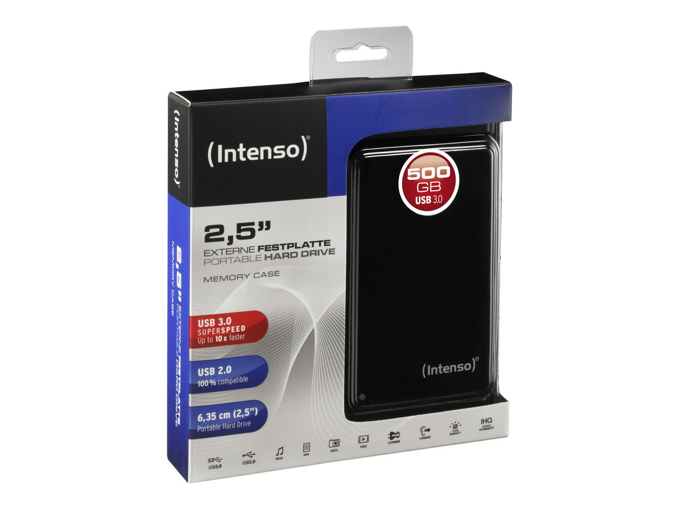 Intenso USB 500GB INTENSO Memory Case (2,5) USB3.0 schwarz retail externe HDD-Festplatte von Intenso