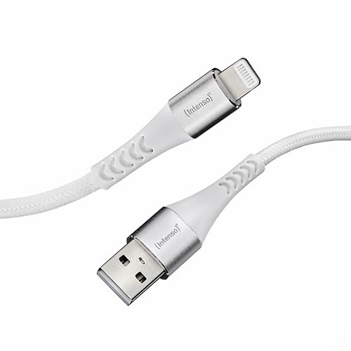 Intenso USB-Cable A315L, USB-A auf Lightning Daten- und Ladekabel, MFi-zertifiziert, 12 Watt, Nylon, 1.5 Meter, weiß von Intenso
