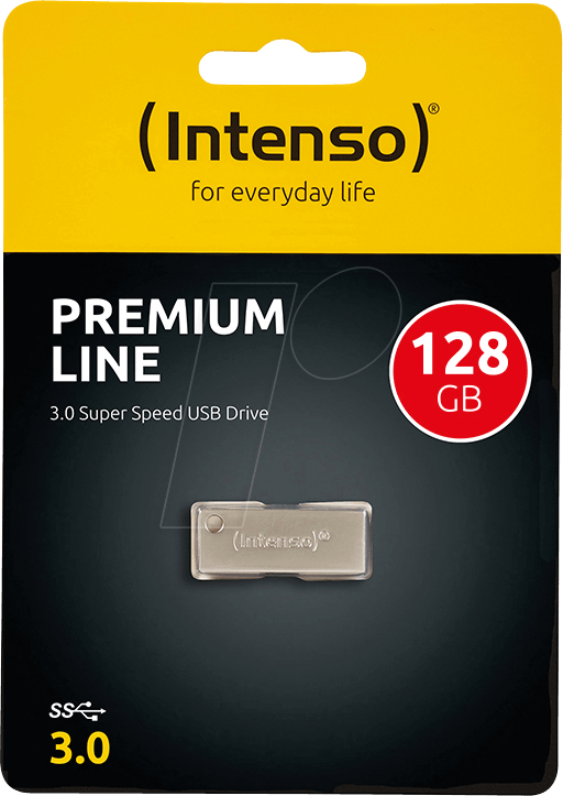 Intenso USB-Drive 3.0 Premium Line 128 GB USB Stick silber - Flash-Speicher - unsortiert USB-Stick 3.2 Gen 1 (3.1 Gen 1) Edelstahl (3534491) von Intenso