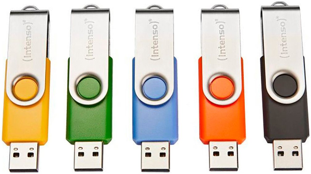 Intenso USB Flash Drive 2.0 32 GB Basic Line 5er Pack USB-Stick (USB 2.0, Lesegeschwindigkeit 28,00 MB/s) von Intenso