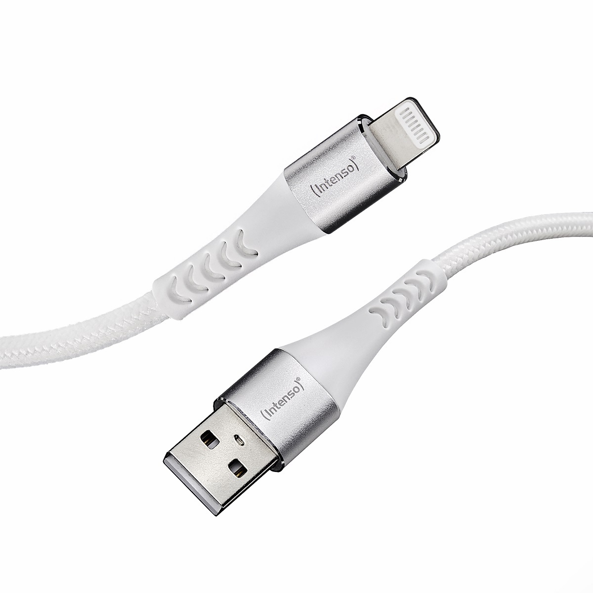 Intenso USB-Kabel A315L Nylon 1,5m weiß, USB-A und Lightning Anschluss, max. 12 Watt von Intenso