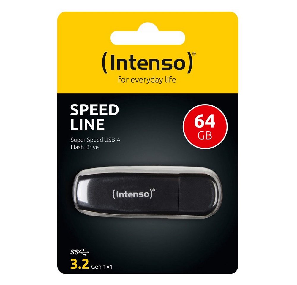Intenso USB Stick 64GB Speicherstick Speed Line schwarz USB 3.2 USB-Stick Intenso USB Stick 64GB Speicherstick Speed Line schwarz USB 3.2 USB-Stick von Intenso