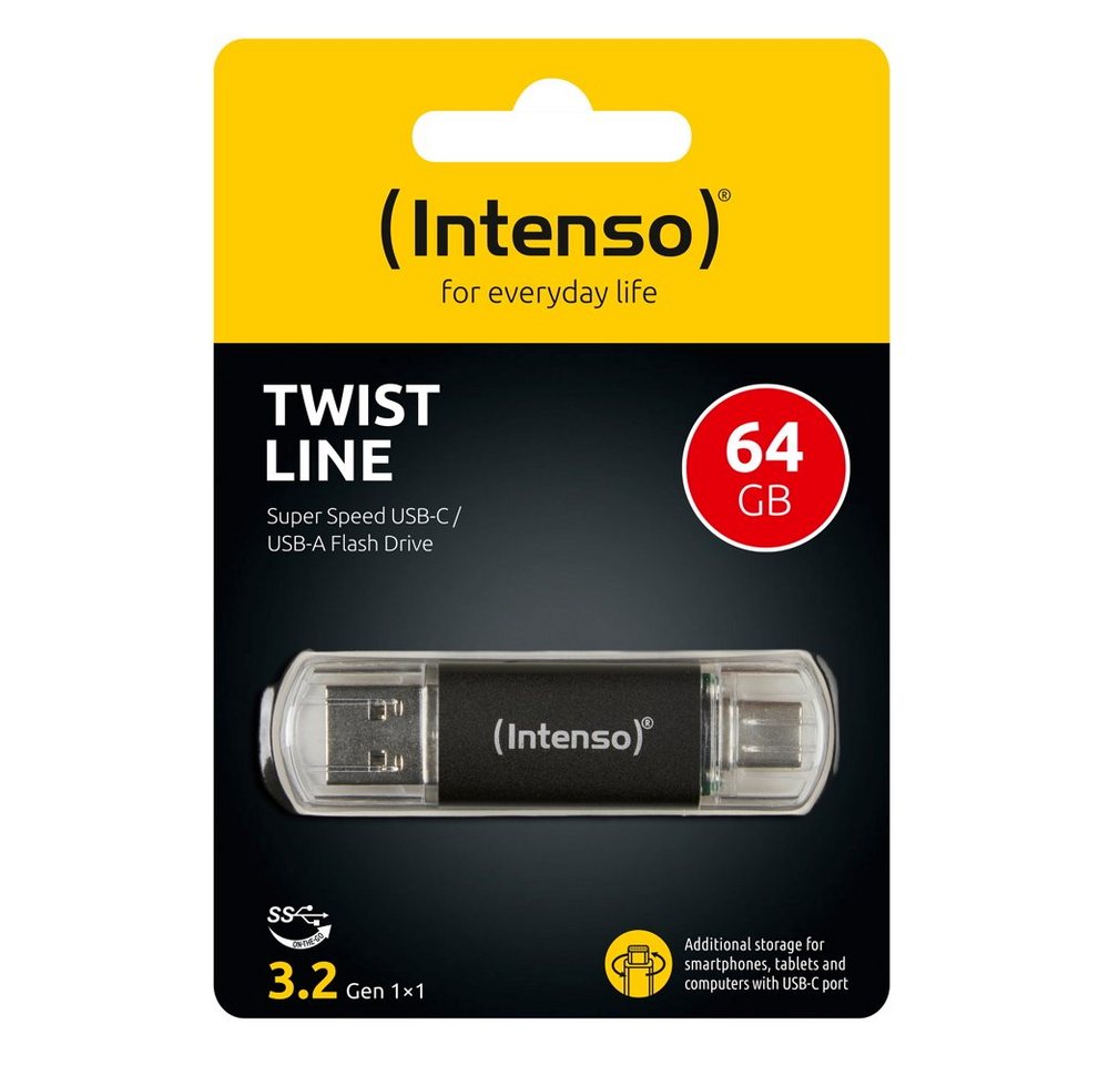 Intenso USB Stick 64GB Speicherstick Twist Line USB 3.2 Gen. 1x1 USB-A / USB-C USB-Stick Intenso USB Stick 64GB Speicherstick Twist Line USB 3.2 Gen. 1x1 USB-A / USB-C USB-Stick von Intenso