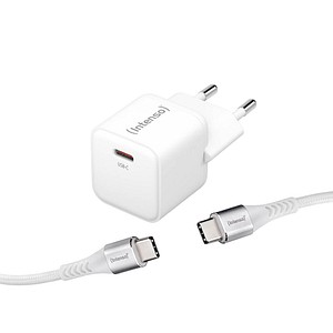Intenso W30C + C315C USB-C Kabel GaN-Ladeadapter weiß, 30 Watt Intenso W30C + C315C USB-C Kabel GaN-Ladeadapter weiß, 30 Watt von Intenso