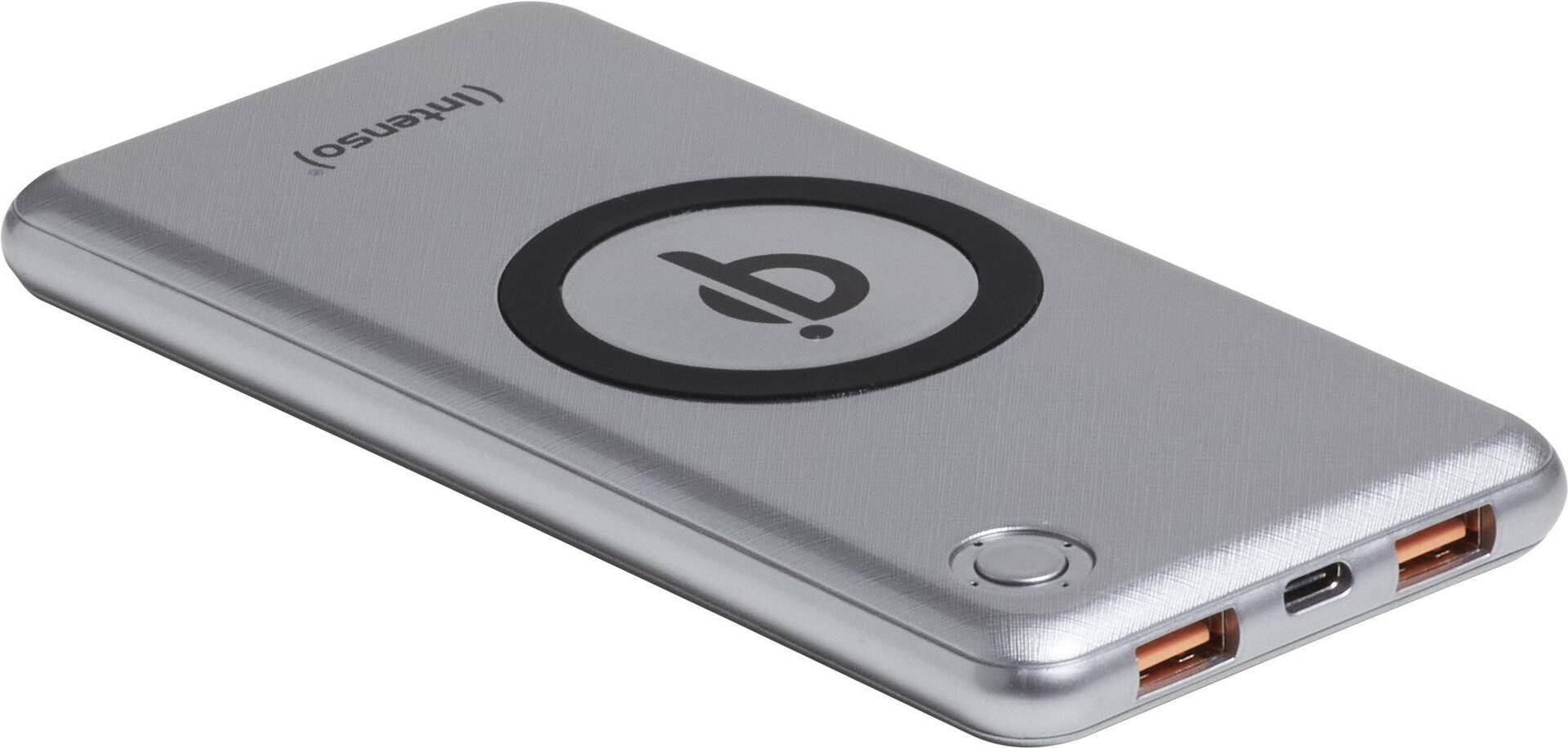 Intenso WPD10000 Akkuladegerät Lithium Polymer (LiPo) 10000 mAh Kabelloses Aufladen Silber (7343531) von Intenso