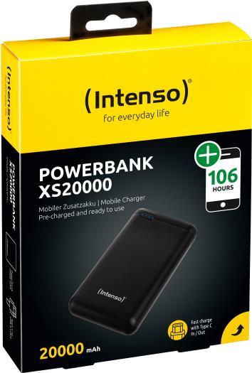 Intenso XS20000 - Powerbank - 20000 mAh - 3,1 A - 2 Ausgabeanschlussstellen (USB, USB-C) - Schwarz (7313550) von Intenso