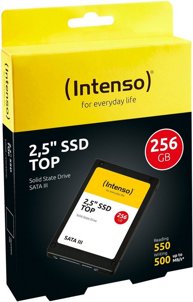 Intenso interne Festplatte Top High-Speed 3D Nand 2,5 Zoll 256GB SATA III SSD-Festplatte von Intenso